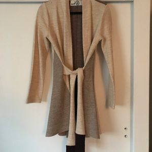 Anthropologie brown and cream thin jacket with tie